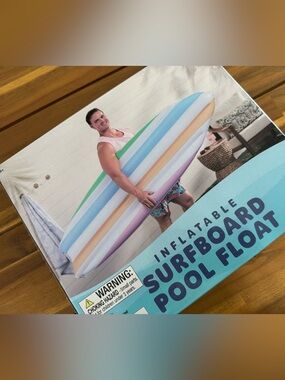 Inflatable Surfboard Pool Float - Pastel Stripe